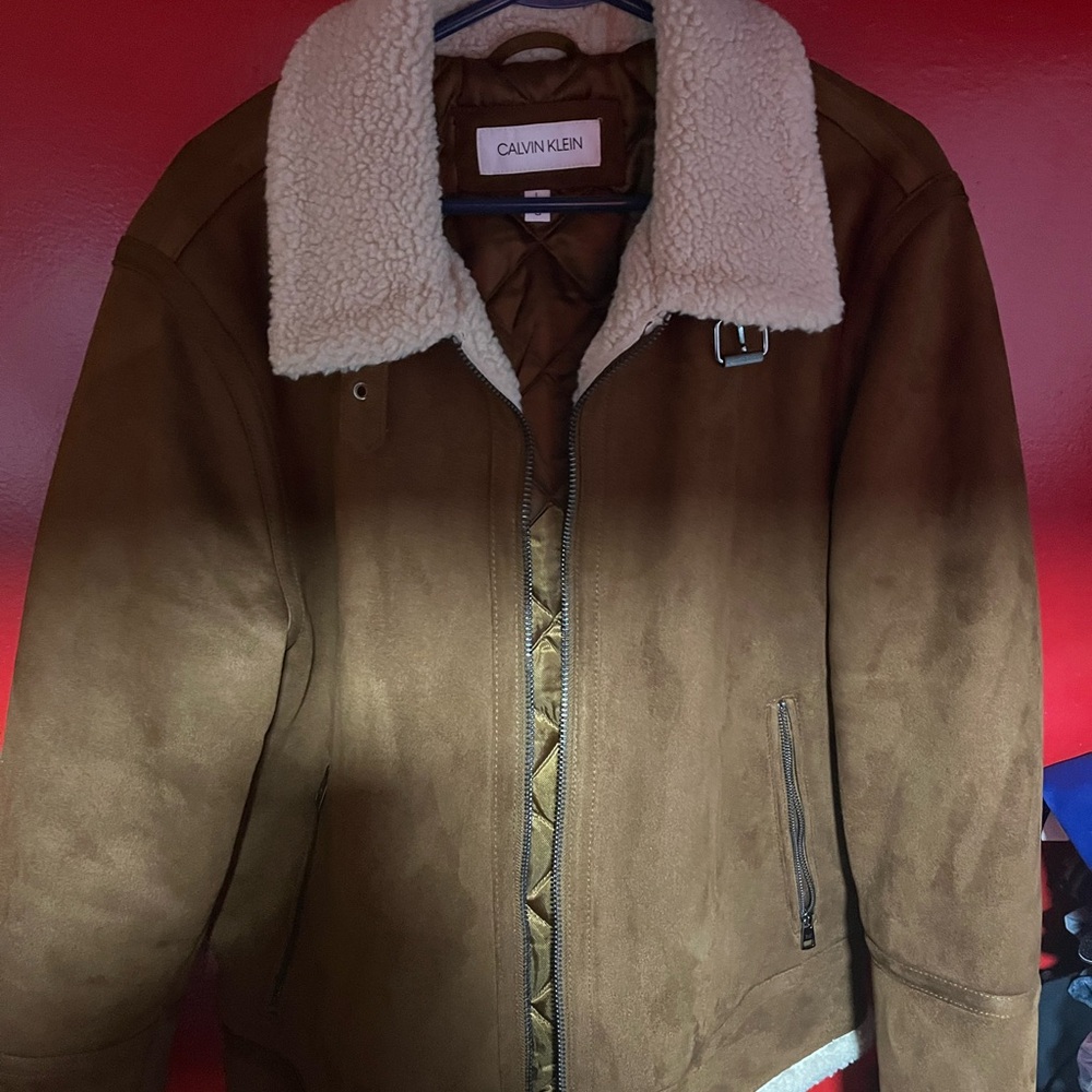 Calvin Klein Brown Jacket with Shearling Collar